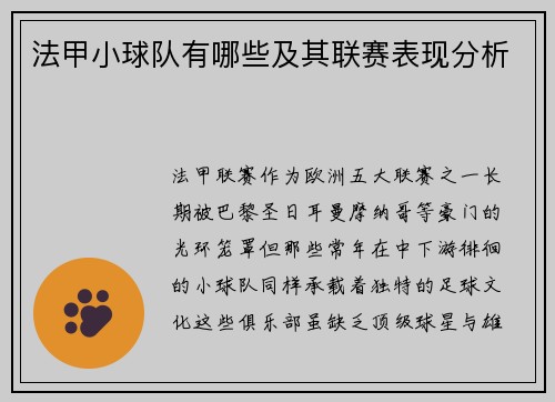 法甲小球队有哪些及其联赛表现分析